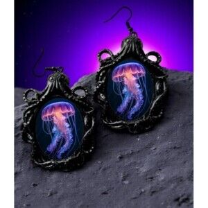 Jellyfish Earrings Big Neon Glow Rave Pastel Dance Party Earrings